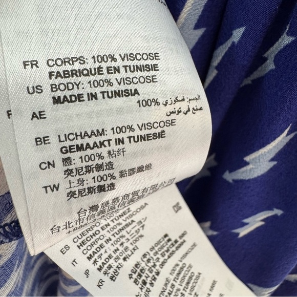 Sandro Lightning Bolt Bare Shoulder Crepe Midi Dress
Blue Kemila Size M - Picture 13 of 14